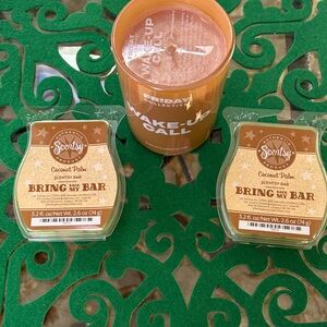 2 Scentsy Coconut Palm Wax Bars & Friday Collective Orange Candle